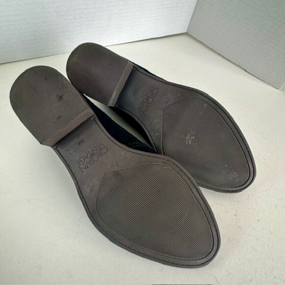 Crown Vintage Samali Loafer Black Leather Suede Women's Shoes Size 8 Medium - Picture 4 of 7